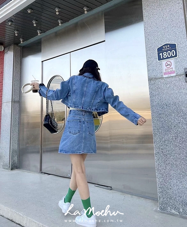 復古澎袖設計牛仔外套